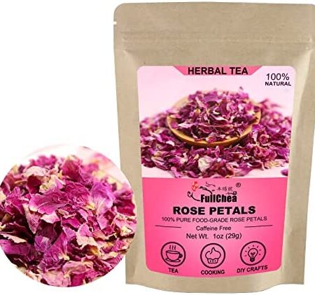 FullChea - Dried Rose Petals,29g - Edible Flowers Real Rose Petals - Non-GMO - Caffeine-free - Use in Tea, Baking, Crafting
