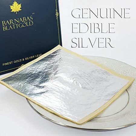 Barnabas Blattgold: Edible Silver Leaf Loose sheets [50 sheets 4.4 inch] - aka Edible Silver Leaf Sheets for sweets, genuine silver leaf, silver leaf sheets edible for cake, silver foil edible sheets
