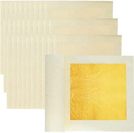 Edible Gold Leaf Sheets, 30pcs 3.15” 24k Gold Foil Paper for Cake Baking, Facial Mask, Skincare,Craft Art